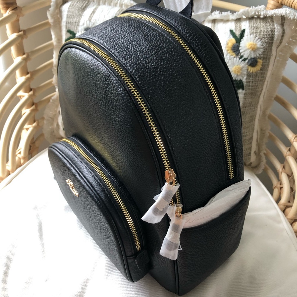 Coach  Pebble Leather Court Backpack in black NWT - Picture 2 of 14